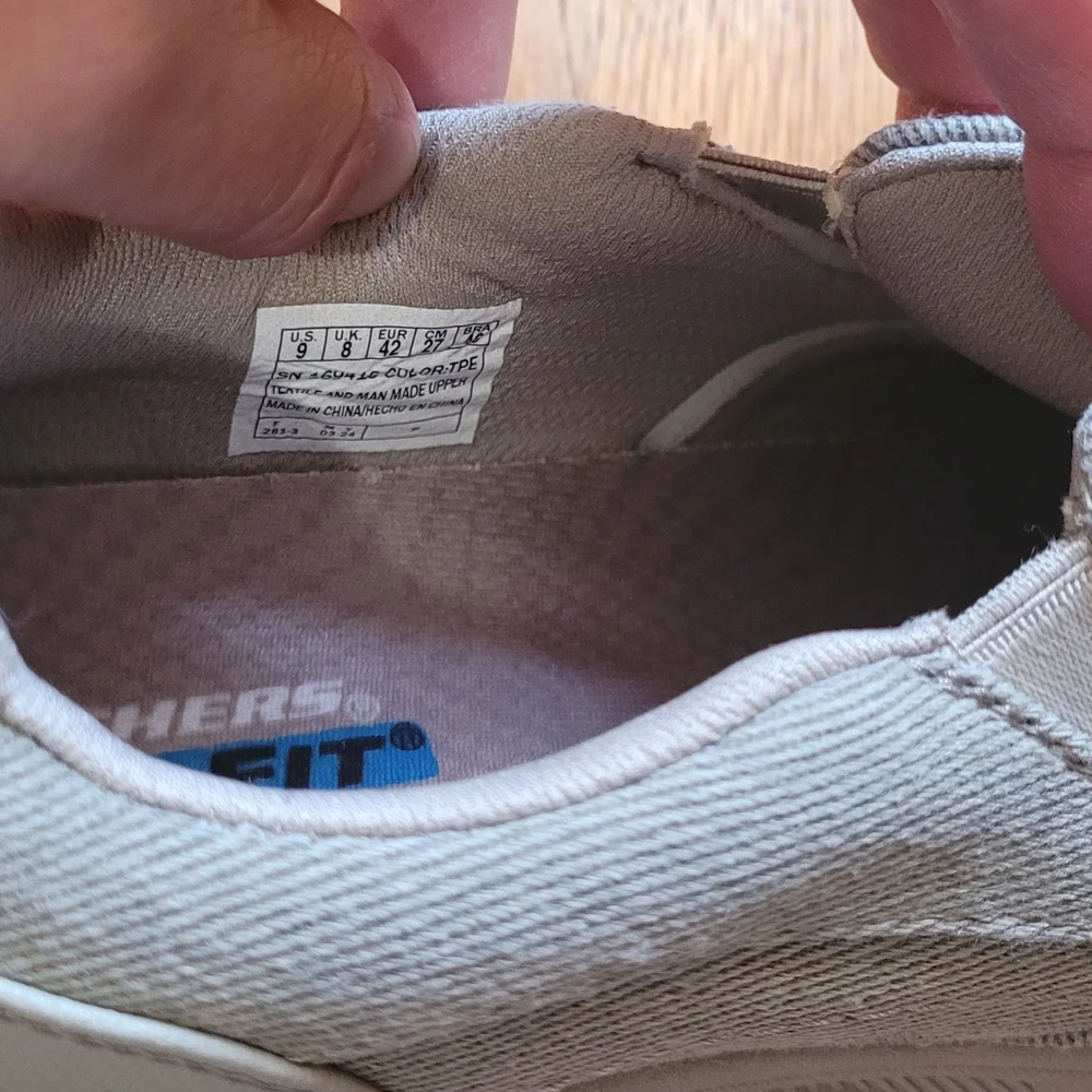 Skechers Taupe (Light Grey) Canvas Slip-On Loafers - Like New
